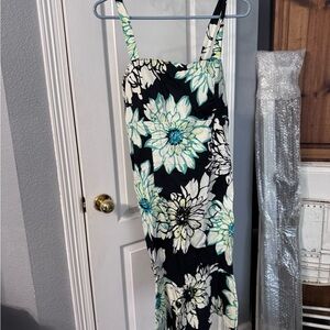 R&K Black and White Floral Midi Dress